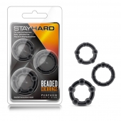 Набор из 3 чёрных эрекционных колец Stay Hard Beaded Cockrings - Blush Novelties - в Новочебоксарске купить с доставкой