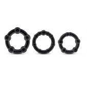 Набор из 3 чёрных эрекционных колец Stay Hard Beaded Cockrings - Blush Novelties - в Новочебоксарске купить с доставкой