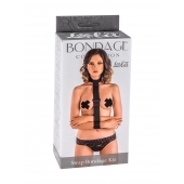 Ошейник с длинной лентой и наручниками Strap Bondage Kit Plus Size - Lola Games - купить с доставкой в Новочебоксарске