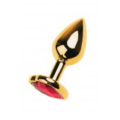 Золотистая анальная пробка с кристаллом-сердцем - 7,5 см. - ToyFa - купить с доставкой в Новочебоксарске