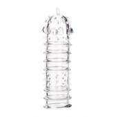 Прозрачная насадка на пенис TOYFA A-Toys с ребрами и точками - 15,3 см. - A-toys - в Новочебоксарске купить с доставкой