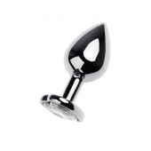 Серебристая анальная пробка с прозрачным кристаллом-сердцем - 8 см. - ToyFa - купить с доставкой в Новочебоксарске