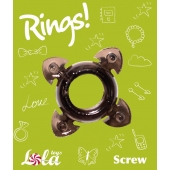 Чёрное эрекционное кольцо Rings Screw - Lola Games - в Новочебоксарске купить с доставкой