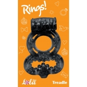 Чёрное эрекционное кольцо Rings Treadle с подхватом - Lola Games - в Новочебоксарске купить с доставкой