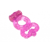 Розовое эрекционное кольцо Rings Treadle с подхватом - Lola Games - в Новочебоксарске купить с доставкой