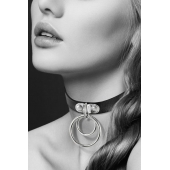Черный чокер с двумя кольцами - Bijoux Pour Toi - купить с доставкой в Новочебоксарске