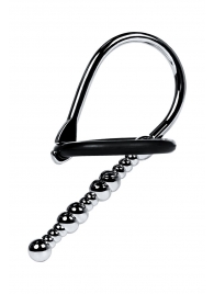 Серебристый уретральный плаг-бусины TOYFA Metal с мягким фиксириющим кольцом - ToyFa - купить с доставкой в Новочебоксарске