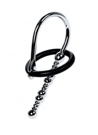 Серебристый уретральный плаг-бусины TOYFA Metal с мягким фиксириющим кольцом - ToyFa - купить с доставкой в Новочебоксарске