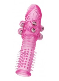 Стимулирующая розовая насадка с шишечками и шипами - 13,5 см. - Toyfa Basic - в Новочебоксарске купить с доставкой