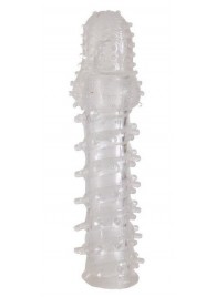 Прозрачная, закрытая насадка с шипами и точками - 13,5 см. - Toyfa Basic - в Новочебоксарске купить с доставкой