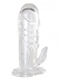 Прозрачная гелевая насадка с клиторальным отростком - 13 см. - Toyfa Basic - в Новочебоксарске купить с доставкой