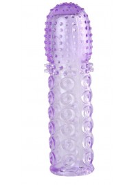 Насадка гелевая фиолетовая с точками, шипами и наплывами - 13,5 см. - Toyfa Basic - в Новочебоксарске купить с доставкой