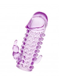 Закрытая фиолетовая насадка с 2 отростками - 13 см. - Toyfa Basic - в Новочебоксарске купить с доставкой