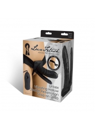 Полый страпон с двумя отростками и вибрацией Unisex Vibrating Hollow Strap-On Double Penetrating Dildo - 17,8 см. - Lux Fetish - купить с доставкой в Новочебоксарске