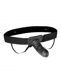 Чёрный полый страпон с вибрацией Unisex Vibrating Hollow Strap-On - 14 см. - Lux Fetish - купить с доставкой в Новочебоксарске
