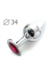 Коническая серебристая анальная втулка с малиновым кристаллом - 8,2 см. - Anal Jewelry Plug - купить с доставкой в Новочебоксарске