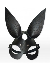 Чёрная кожаная маска с длинными ушками и эффектом тату - Sitabella - купить с доставкой в Новочебоксарске