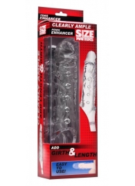 Прозразная закрытая насадка на пенис с поддержкой мошонки Clearly Ample Penis Enhancer - 22 см. - XR Brands - в Новочебоксарске купить с доставкой