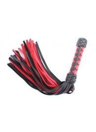 Черно-красная клеть с плетеной ручкой с ромбовидным узором - 45 см. - БДСМ Арсенал - купить с доставкой в Новочебоксарске