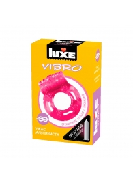 Розовое эрекционное виброкольцо Luxe VIBRO  Ужас Альпиниста  + презерватив - Luxe - в Новочебоксарске купить с доставкой