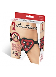 Трусики с красным сердечком для страпона - Lux Fetish - купить с доставкой в Новочебоксарске
