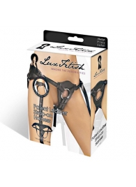 Черные трусики для страпона из патентованной кожи - Lux Fetish - купить с доставкой в Новочебоксарске