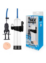 Прозрачная вакуумная вибропомпа Sex Expert с насадкой-вагиной - Sex Expert - в Новочебоксарске купить с доставкой