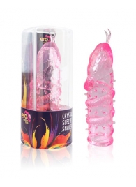 Закрытая рельефная насадка Crystal sleeve snakes в виде змеи с усиками - 14 см. - Erowoman-Eroman - в Новочебоксарске купить с доставкой