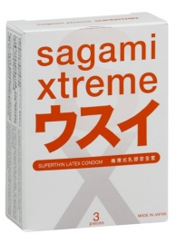 Ультратонкие презервативы Sagami Xtreme SUPERTHIN - 3 шт. - Sagami - купить с доставкой в Новочебоксарске