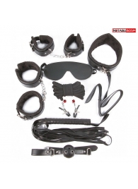 Большой игровой набор БДСМ: наручники, оковы, маска, кляп, плеть, ошейник с поводком, верёвка, зажимы для сосков - Notabu - купить с доставкой в Новочебоксарске