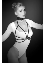 Черная упряжь на грудь Julia - Bijoux Pour Toi - купить с доставкой в Новочебоксарске