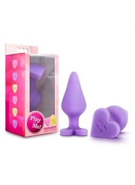 Фиолетовая анальная пробка Naughty Candy Heart Do Me Now - 8,9 см. - Blush Novelties - купить с доставкой в Новочебоксарске
