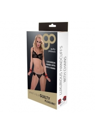 Красно-чёрные наручники на металлической цепочке - Blush Novelties - купить с доставкой в Новочебоксарске