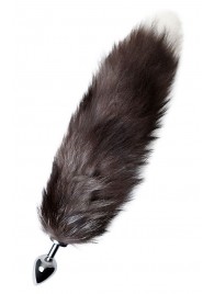 Серебристая металлическая анальная втулка с хвостом чернобурой лисы - размер S - ToyFa - купить с доставкой в Новочебоксарске