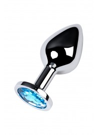 Серебристая конусовидная анальная пробка с голубым кристаллом - 8 см. - ToyFa - купить с доставкой в Новочебоксарске