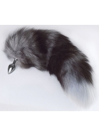 Серебристая анальная пробка с пушистым хвостом - Sitabella - купить с доставкой в Новочебоксарске