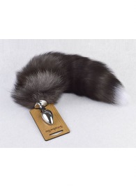 Серебристая анальная пробка с пушистым хвостиком - Sitabella - купить с доставкой в Новочебоксарске