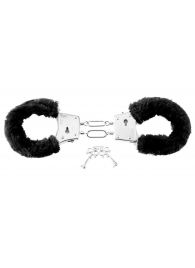 Меховые чёрные наручники Beginner s Furry Cuffs - Pipedream - купить с доставкой в Новочебоксарске