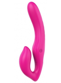 Ярко-розовый безремневой страпон REMOTE DOUBLE DIPPER - 22 см. - Dream Toys - купить с доставкой в Новочебоксарске