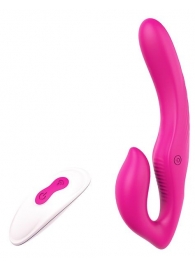 Ярко-розовый безремневой страпон REMOTE DOUBLE DIPPER - 22 см. - Dream Toys - купить с доставкой в Новочебоксарске