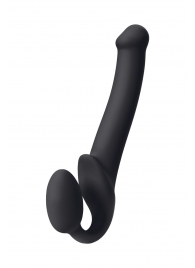 Черный безремневой страпон Silicone Bendable Strap-On M - Strap-on-me - купить с доставкой в Новочебоксарске