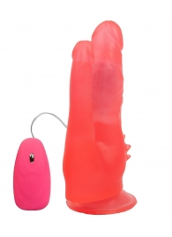 Розовый анально-вагинальный вибромассажёр на присоске - 17 см. - LOVETOY (А-Полимер)