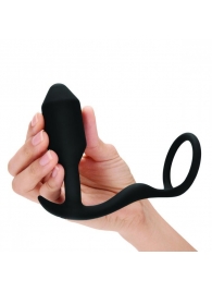 Черное эрекционное кольцо с анальным плагом Snug   Tug - b-Vibe - в Новочебоксарске купить с доставкой