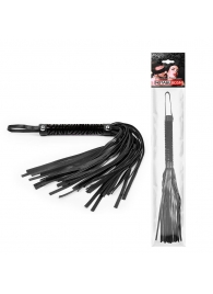 Черная гладкая плеть-флоггер с ручкой - 40 см. - Notabu - купить с доставкой в Новочебоксарске