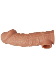 Телесная насадка на фаллос с отверстием для мошонки EXTREME SLEEVE - 17,6 см. - KOKOS - в Новочебоксарске купить с доставкой
