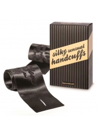 Черные ленты для связывания SILKY SENSUAL HANDCUFFS - Bijoux Indiscrets - купить с доставкой в Новочебоксарске