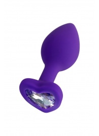 Фиолетовая анальная втулка Diamond Heart с прозрачным кристаллом - 7 см. - ToyFa - купить с доставкой в Новочебоксарске