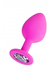 Розовая анальная втулка Brilliant с прозрачным кристаллом - 8 см. - ToyFa - купить с доставкой в Новочебоксарске