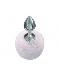 Серебристая анальная пробка с белым пушистым хвостиком Twinkle - Lola Games - купить с доставкой в Новочебоксарске