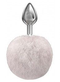 Серебристая анальная пробка с белым пушистым хвостиком Twinkle - Lola Games - купить с доставкой в Новочебоксарске